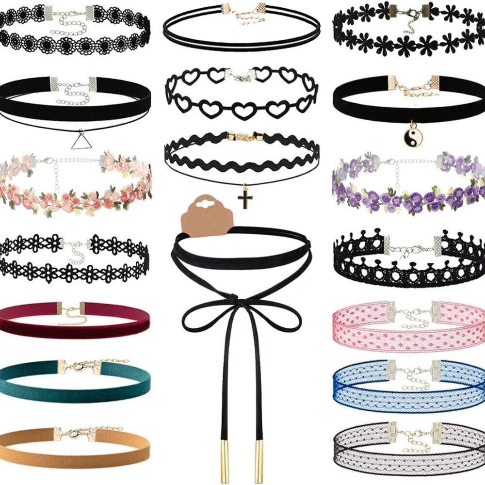 Black Choker Necklace Set Velvet Lace Choker Daisy Gothic Punk Classic Choker